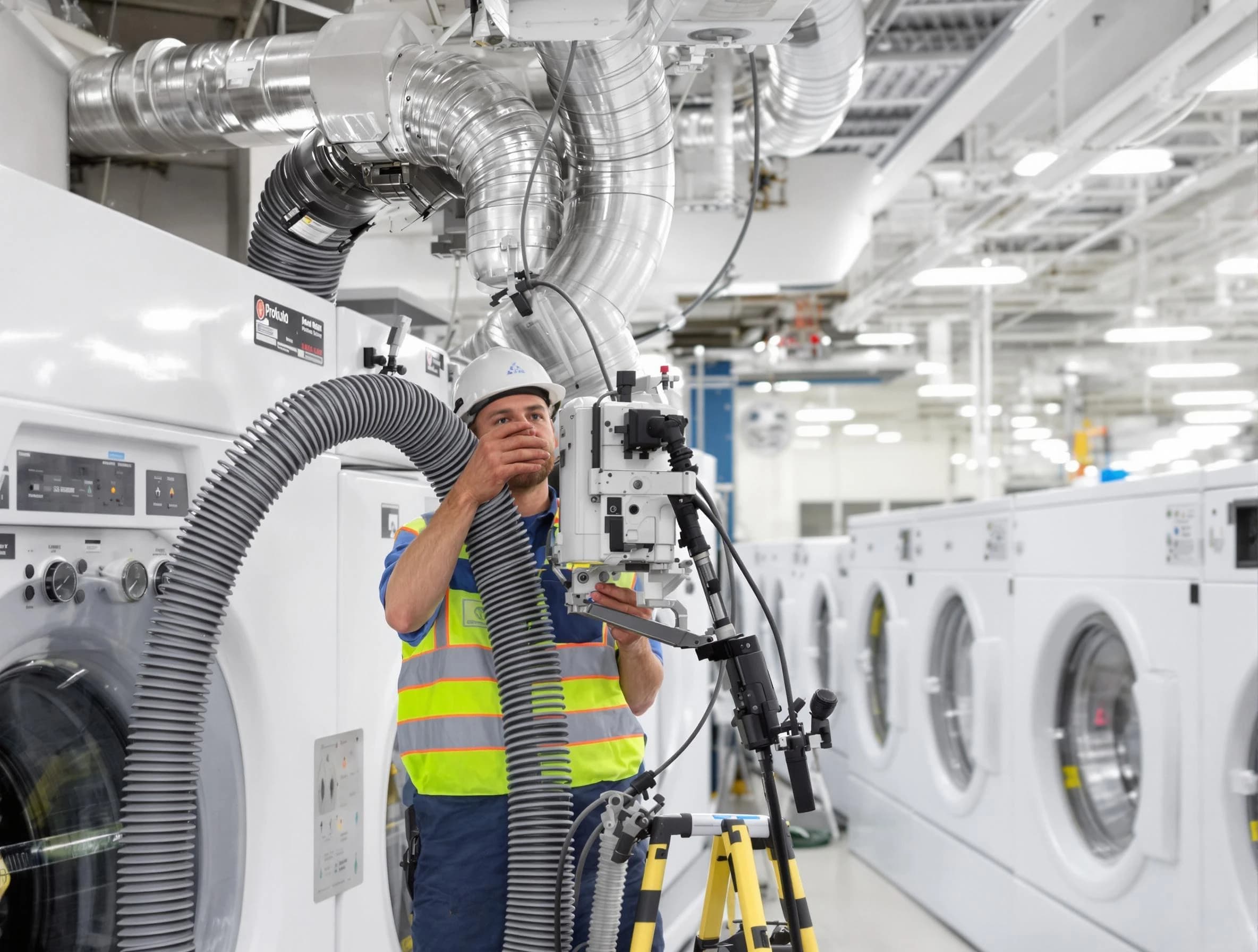 Clay Dryer Vent Cleaning team performing commercial-grade dryer vent cleaning at a business facility in Clay